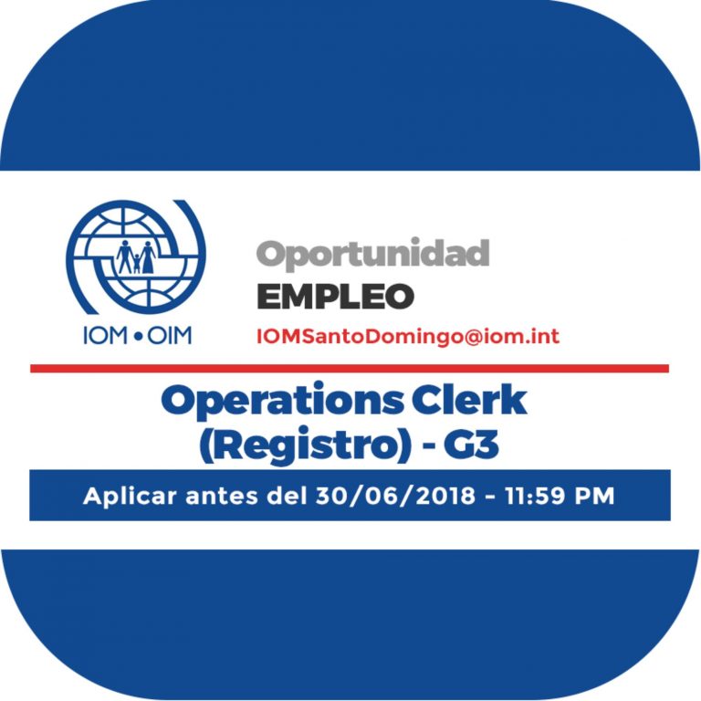 Operations Clerk Registro G3 Organizaci n Internacional Para Las 