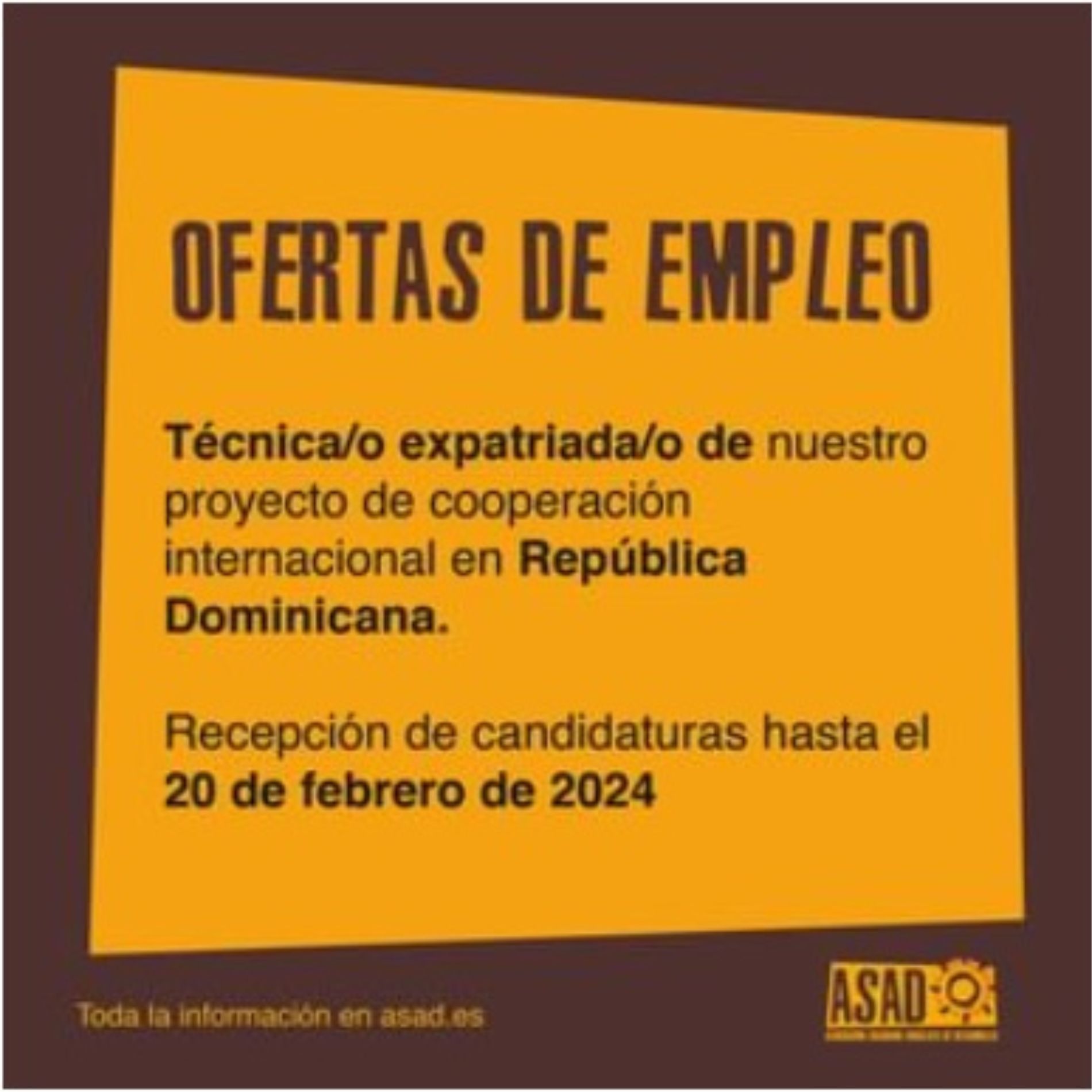Técnica/o expatriada/o de proyectos de cooperación internacional en ...